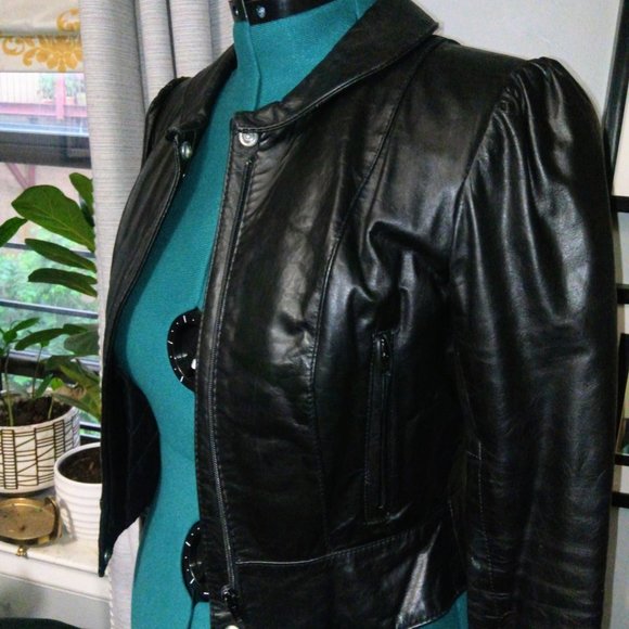 Vintage Jonathan Christopher Black Leather Puff Sleeve Jacket - Picture 15 of 16